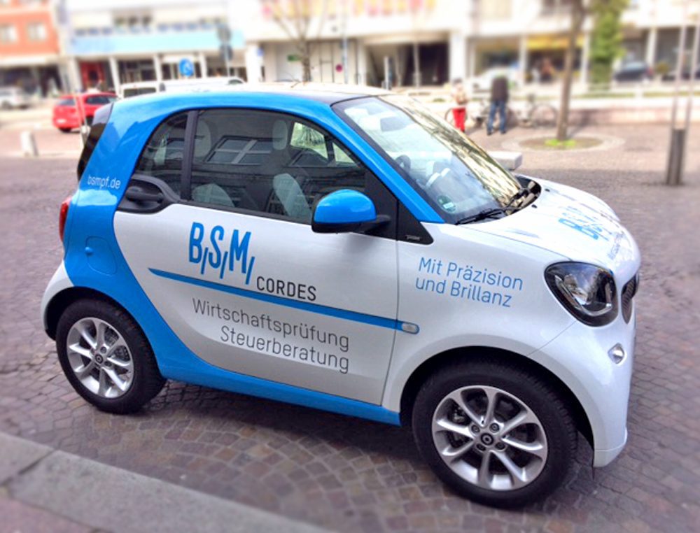 Kaundvau Portfolio Werbemittel BSM Cordes Smart Autobeklebung