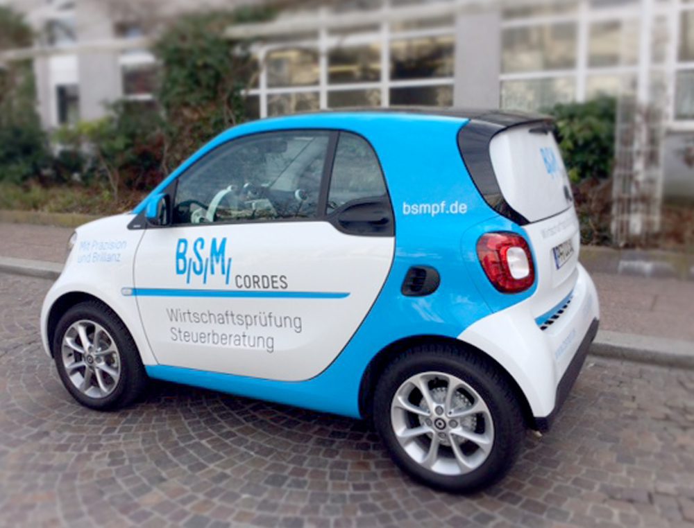 Kaundvau Portfolio Werbemittel BSM Cordes Smart Autobeklebung