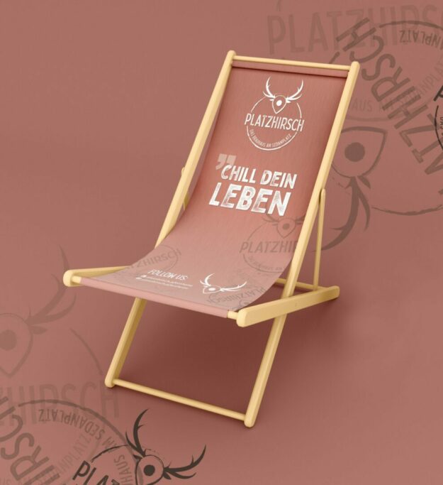 kaundvau GmbH - Werbeagentur Pforzheim - Projekte - Platzhirsch Pforzheim - Holzliegestuhl